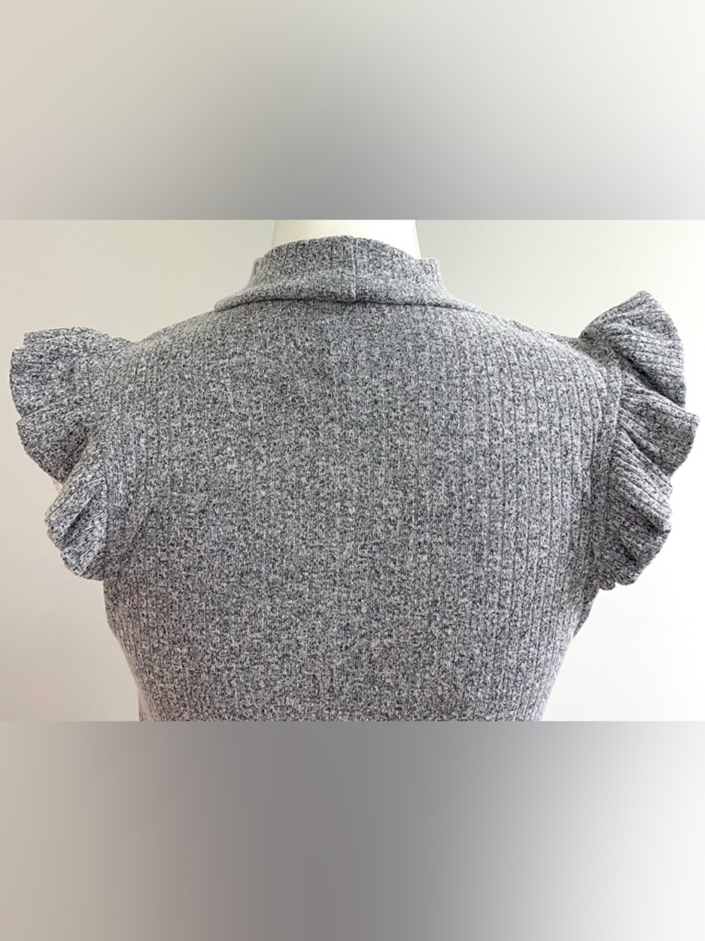 Free People Womens M Gray Flutter Sleeve Crop Sweater Boho Y2K Fairy Cottagecore - Picture 5 of 13
